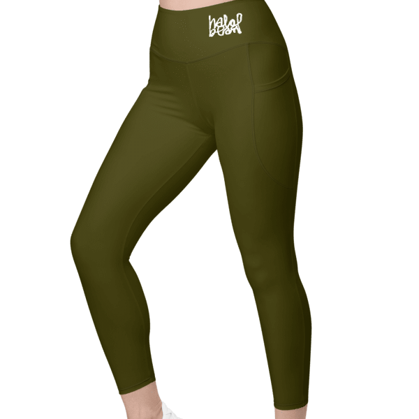 L E G G I N G S with pockets, dark khaki, plain